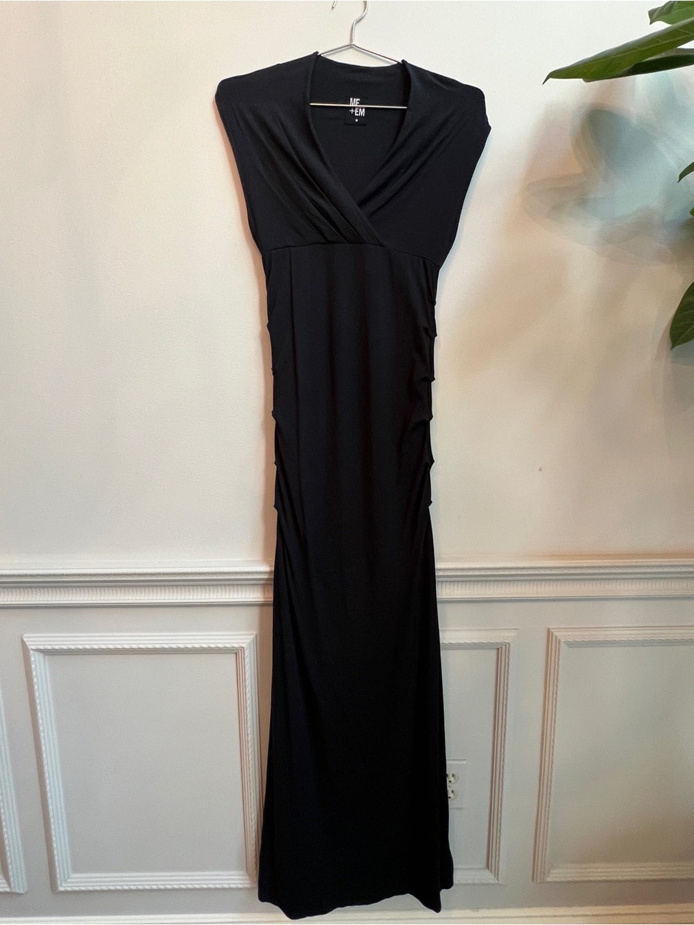 ME+EM Elegant Black Maxi Dress with V-Neck